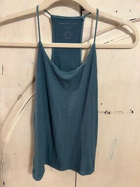 American Eagle Soft & Sexy Ribbed Tank Top M | Teal Racerback Stretch Cami